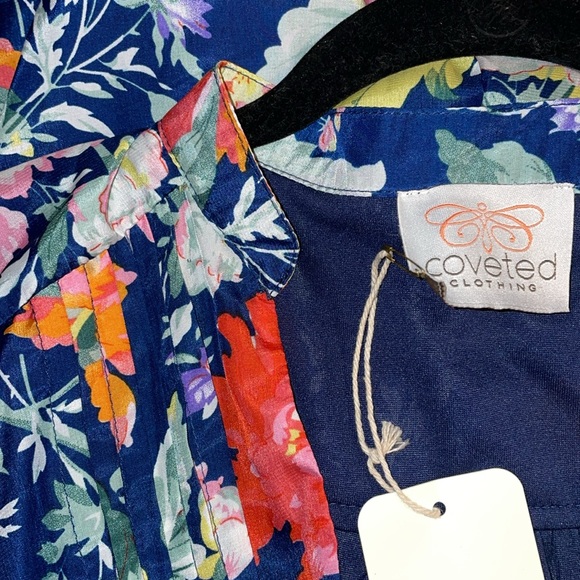 Navy Floral dress, Women’s Large, NWT, elastic waist with a tie - Picture 3 of 5